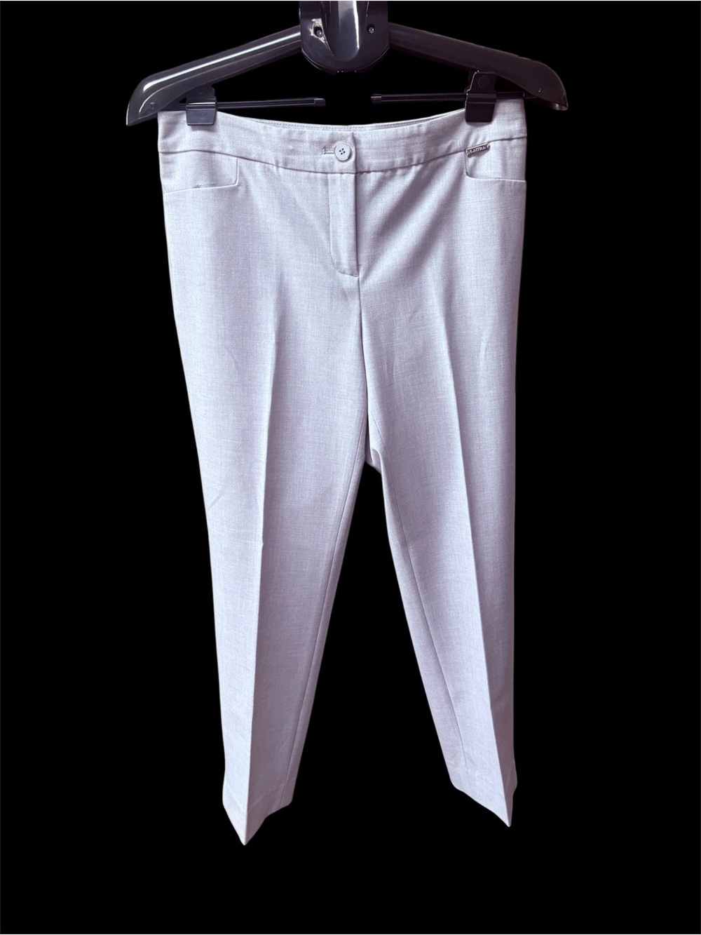 Straight-Leg Cropped Dress Pants - Light Gray